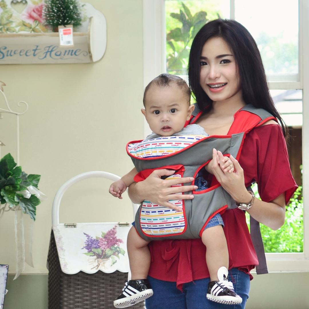 HS Gendongan Bayi Depan / Ransel Snobby + Saku Line Series - Merah