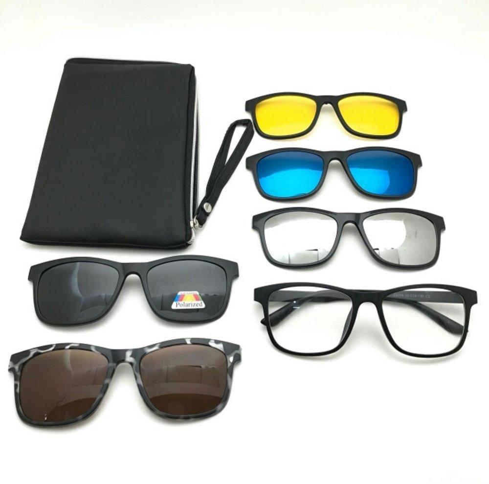 Kacamata Magnet Sunglasses Kacamata Clip On 5 Lensa Super Fullset 2201, Kacamata Pria Wanita, Anti Radiasi, Kacamata Hitam, Trend, Gaya,
