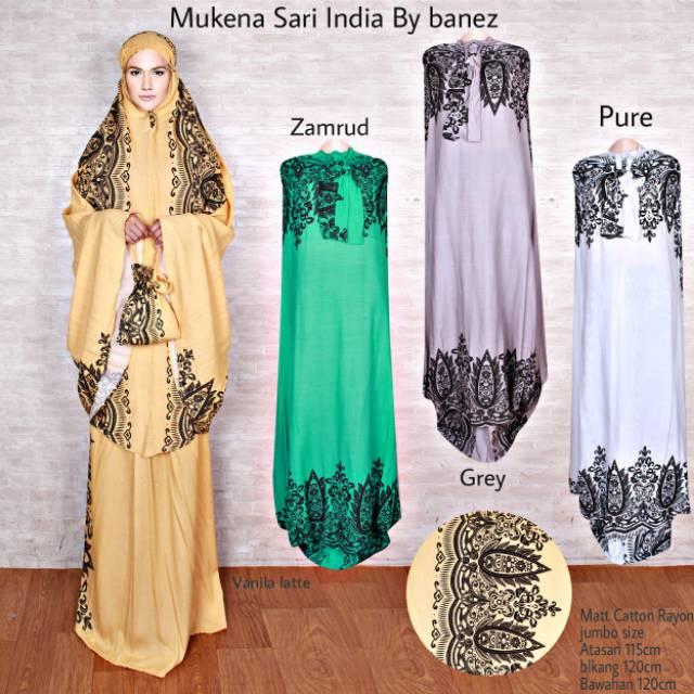 Mukena SARI India Songket Cantik Elegant Termurah Teradem (zamrud)