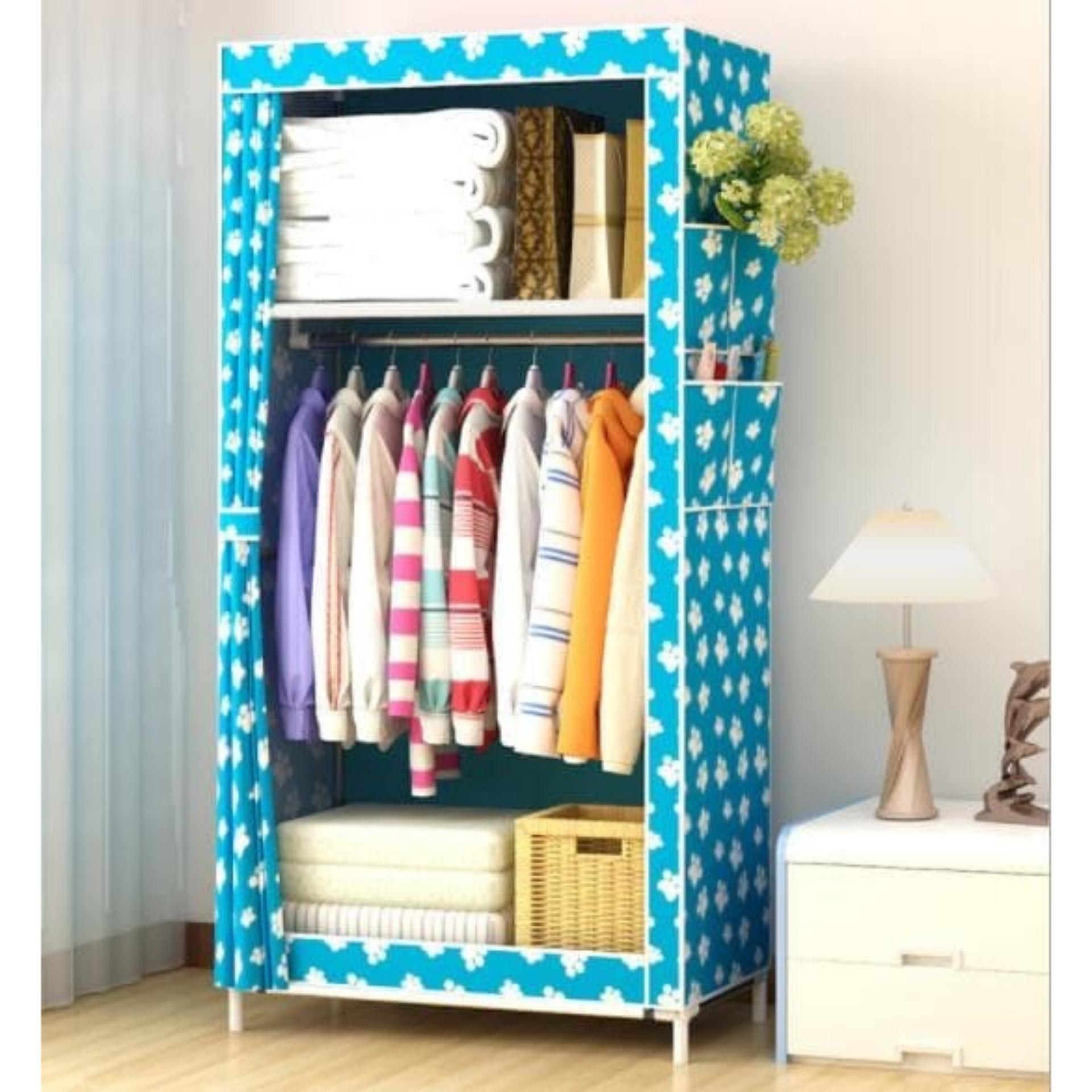 Almari Pakaian Furniture Lemari Baju Lemari Baju Anak Minimalis Lemari Pakaian Anak Murah Blue Feet 1 Kolom