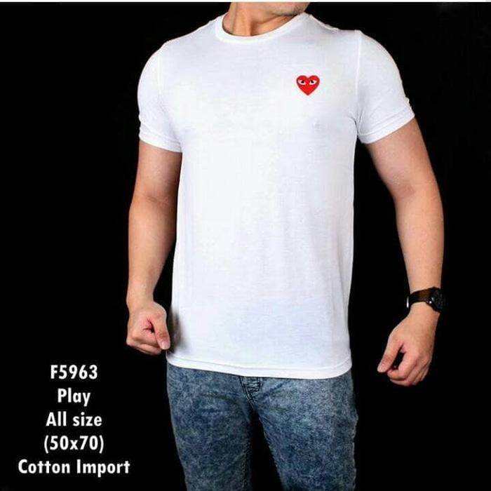 HARGA MURAH Baju Kaos Pria distro putih polos play lengan pendek