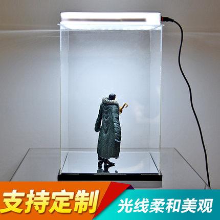 Tinggi transparan LED Papan Lampu Kotak Display dirakit anime Manual cetakan Model Kapal model mobil Miniatur kotak anti-debu dengan lampu