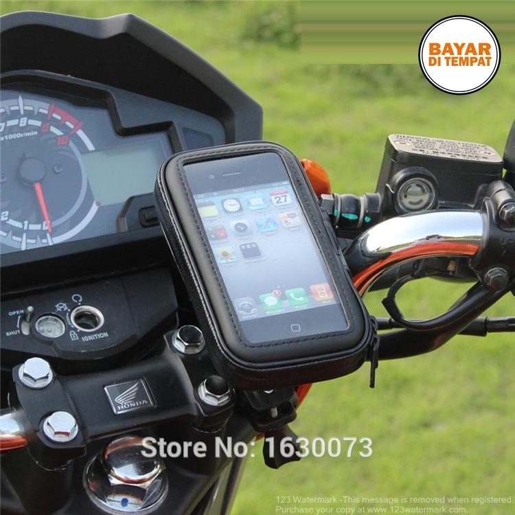 Rimas Motorcycle Waterproof Mount Smartphone Case Bag Holder - Large Size - Black / Hitam Tas Case casin Tempat Wadah Hp Handphone Smartphone Stand Holder Anti Air Waterproof di Motor Berkualitas