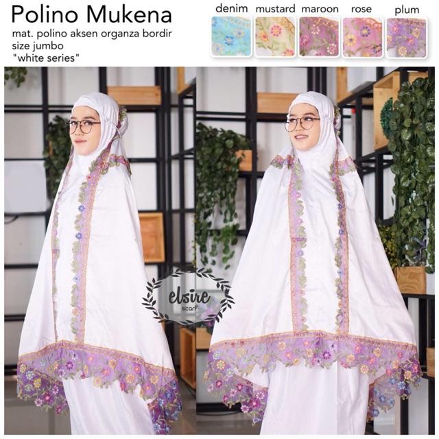 WHITE POLINO MUKENA Bordir Jumbo Kekinian Fashion Muslim Wanita Renda Mukenah Putih Yoshevien Elsire MAROON