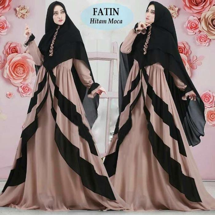 BAJU BUSANA MUSLIM GAMIS FATIN SYARI HITAM MOCCA BERGO SOFT PED