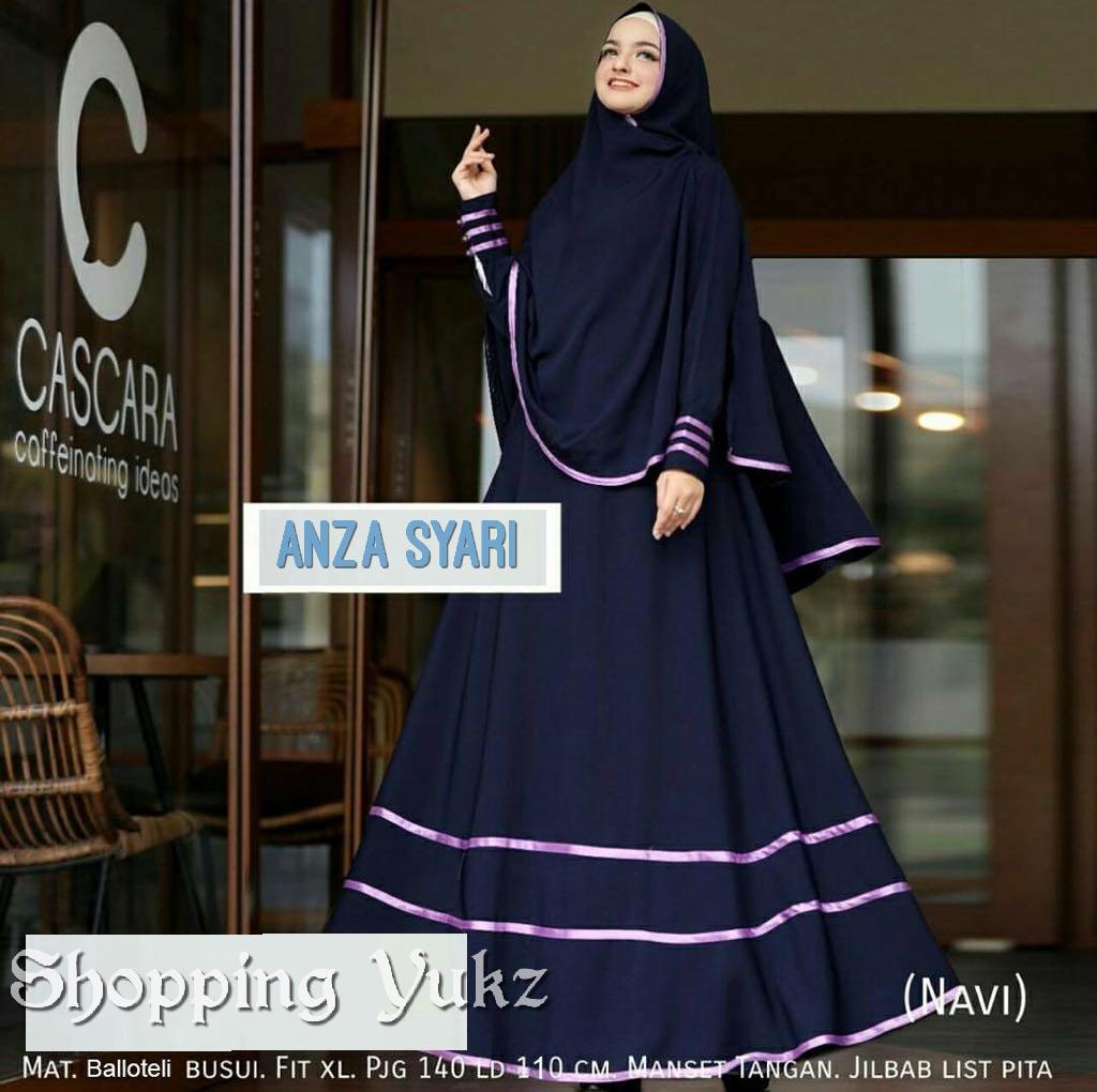 Shopping Yukz Baju Gamis Dress Muslim Syari Wanita ANZA ( Dapat Jilbab ) / Hijab Muslimah / Baju Muslimah Wanita / Syari Syari'i Muslim / Gaun Muslim / Long Dress Muslimah Wanita