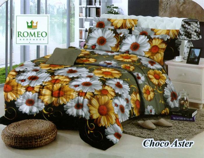 PROMO PALING MURAH Sprei Romeo ukuran 180 x 200 / King / No.1 - Choco Aster TERLARIS