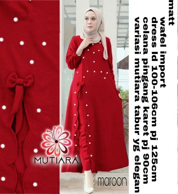 Mutiara Set - Baju Setelan Wanita Gamis Syari Pakaian Muslim Murah Terbaru 2018 Grosir Gaun Pesta Maxidress Modern Busana Kurung Khimar
