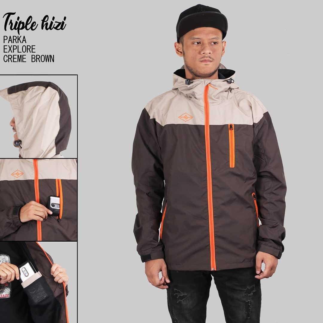 Triple Hizi - Jaket Parka Gunung Pria Terbaru Explore - Creme Brown