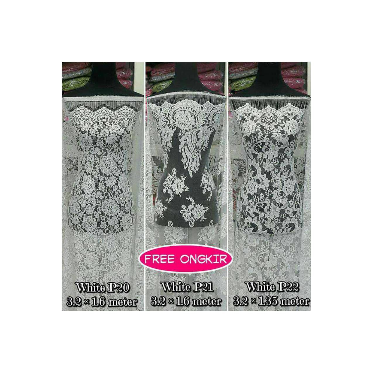 Brokat Bahan Kain Kebaya Dress Baju Muslim Gamis Couple White Series