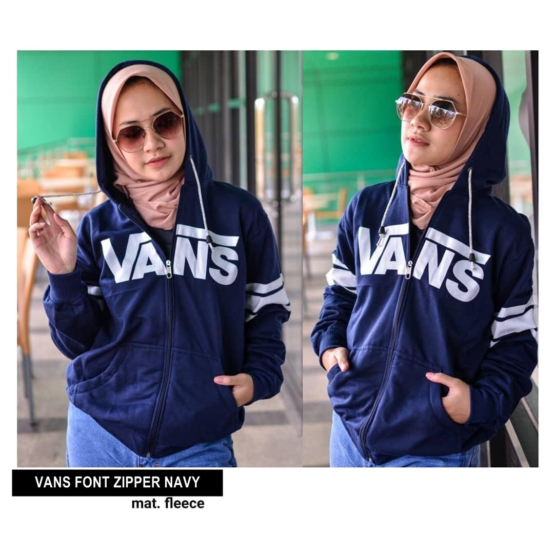 VANS FONT ZIPPER ||| nouska shop ||| Grosir Sweater Jaket Baju Kaos Distro Lengan Panjang Pria Kekinian Wanita Murah