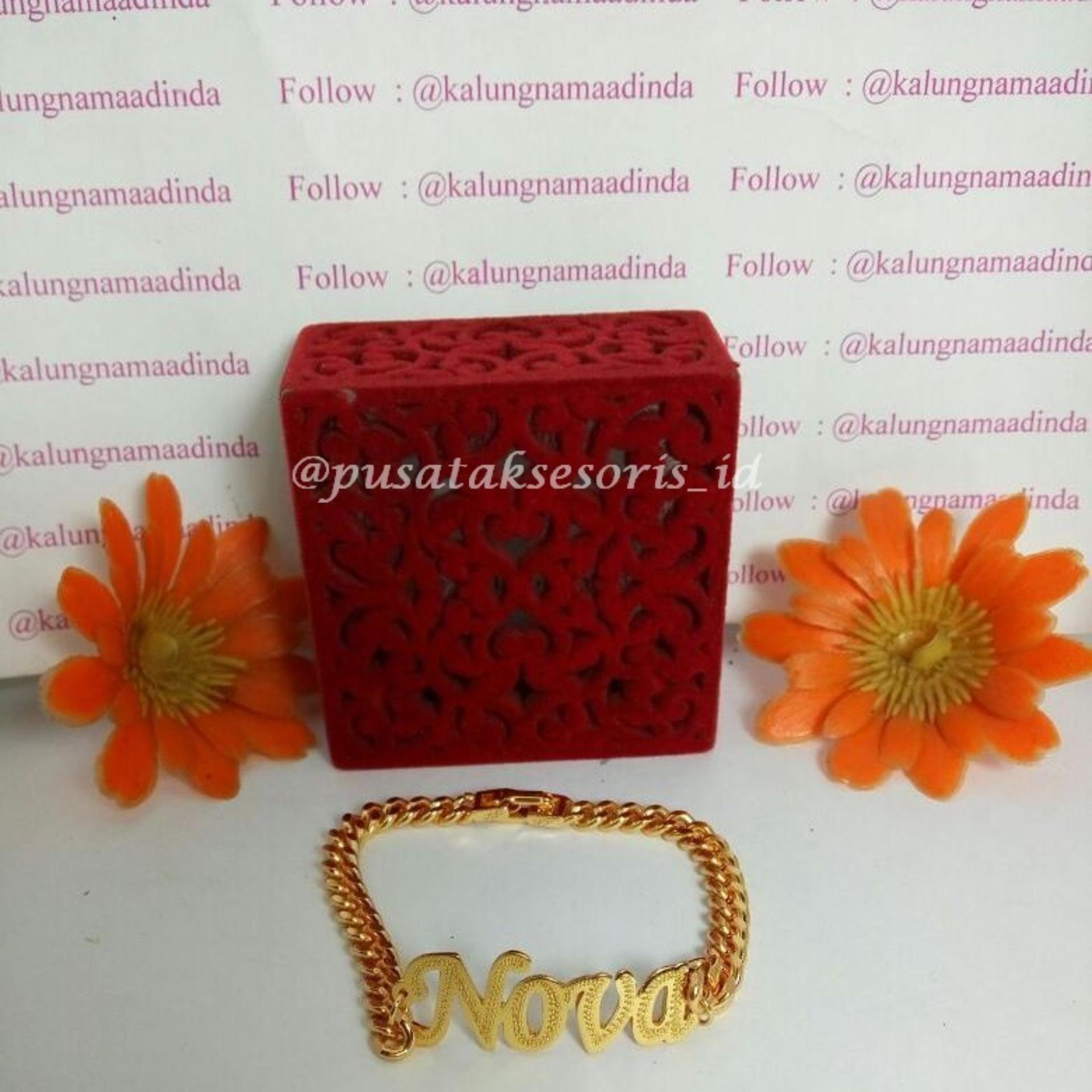 Jual Gelang Nama Gold Lapis Emas 24 Karat Bisa cetak sesuai nama