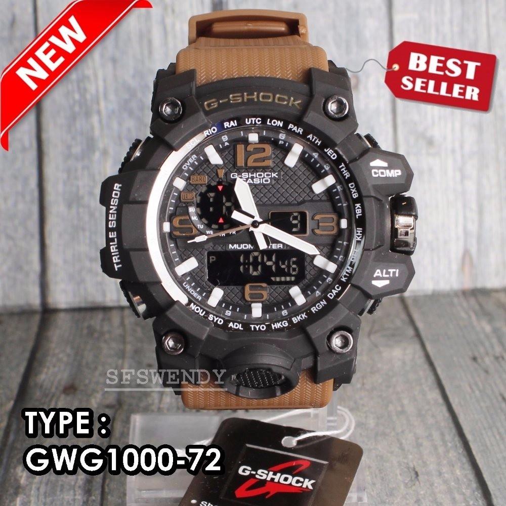JAM TANGAN PRIA GS GWG 1000 SPORTY HITAM TALI COKELAT