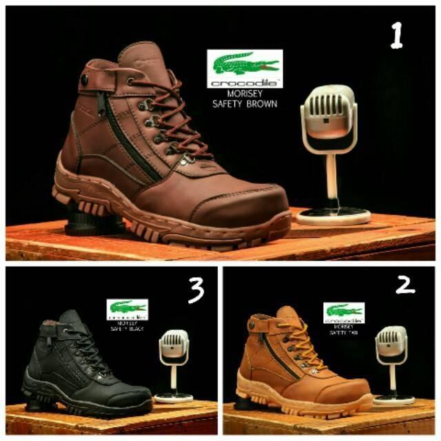 safety crocodile - Sepatu Safety Boots Crocodile Zipper Morisey touring risleting kerja 