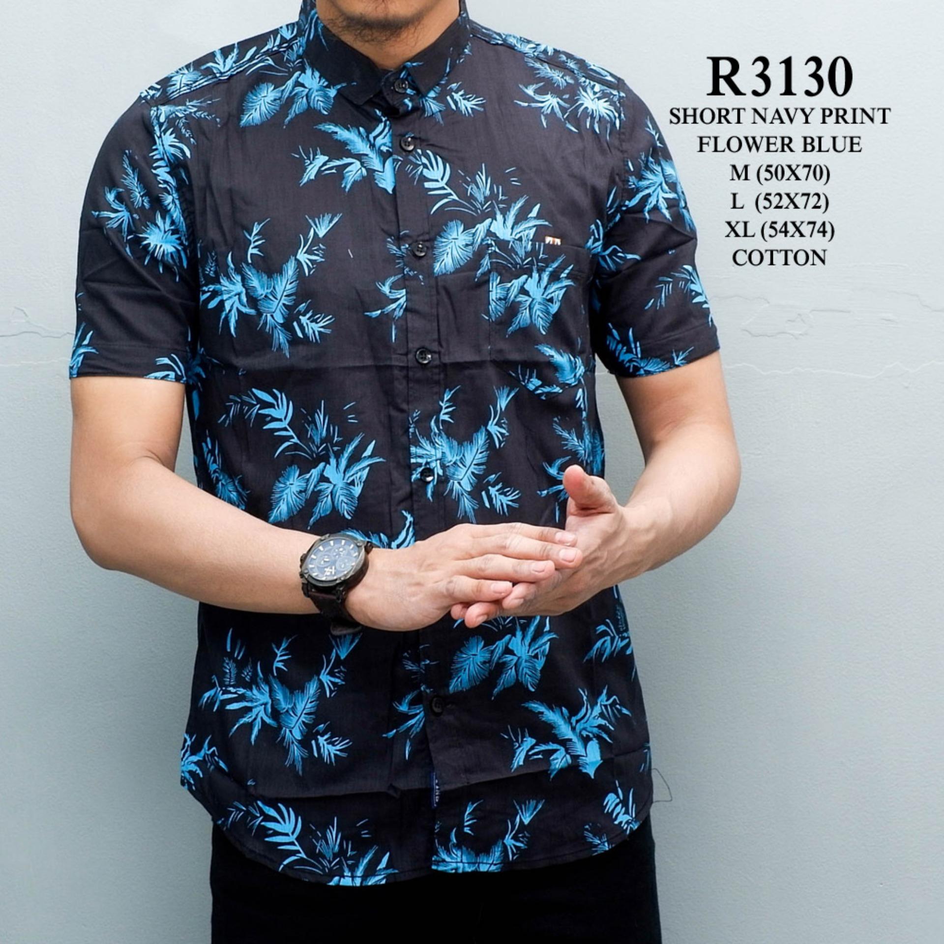 KEMEJA PENDEK PRIA KOMBINASI BATIK