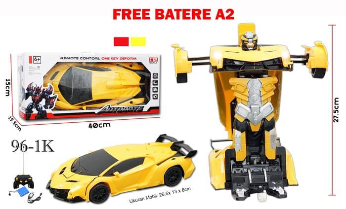 Sedang Diskon!! (Free Batere) Mainan Rc Mobil Remot Transform Sensor Robot Lambo - ready stock