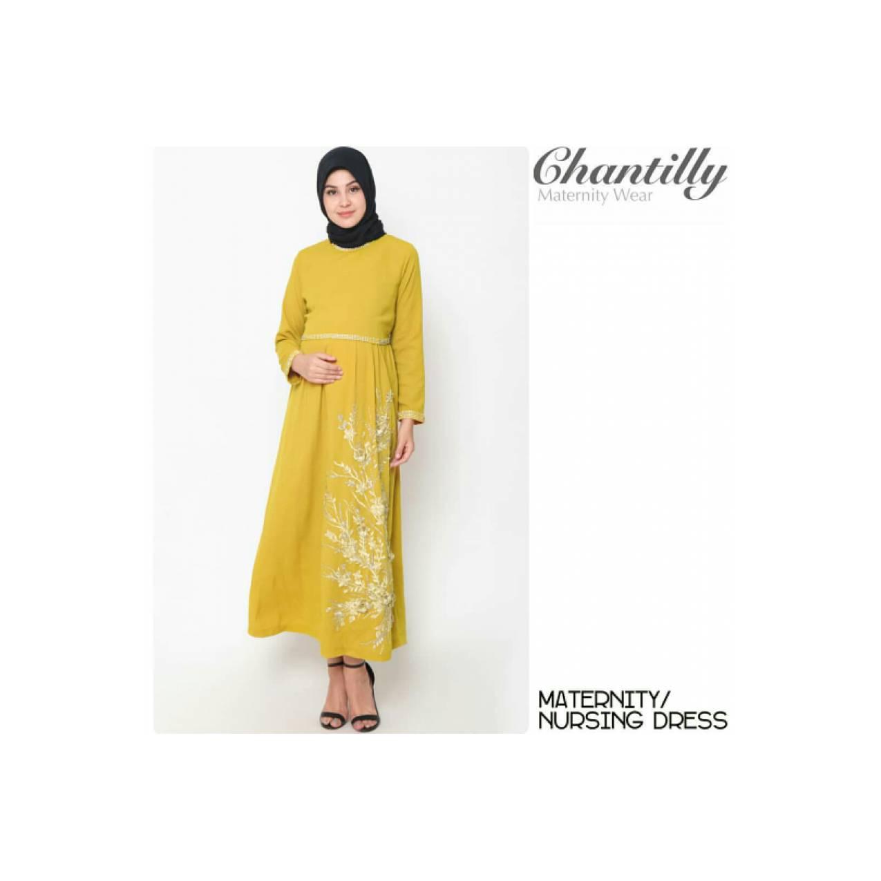 Kaftan Hamil Cantik dgn hiasannya yellow