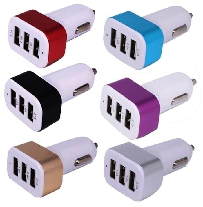 Adaptor Charger Mobil / Saver Car Charger 3in1 3 Output 5.1A Surabaya Terbaru