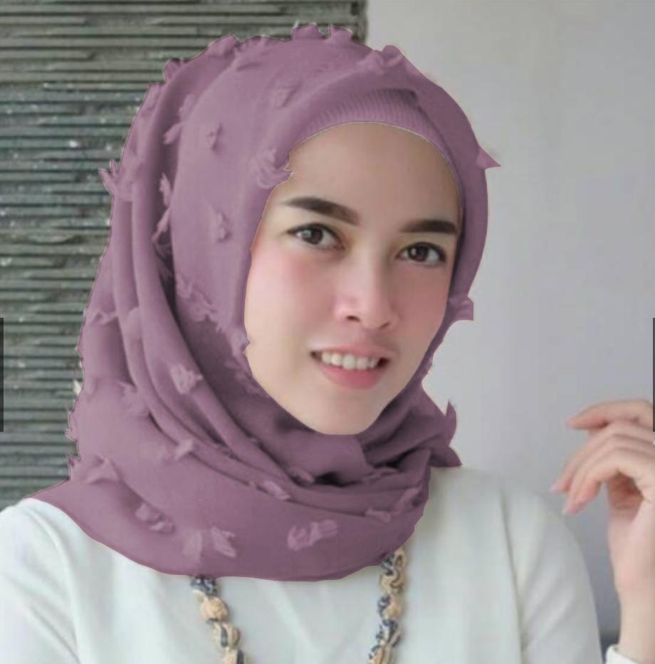 Maula Hijab Jilbab Square Kerudung Segiempat Linen Ruby / Rubiah
