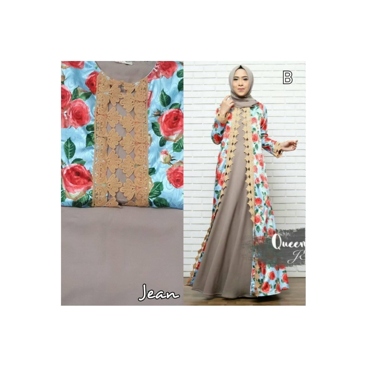 Gamis Casual Ity crepe mix satin aplikasi bordir