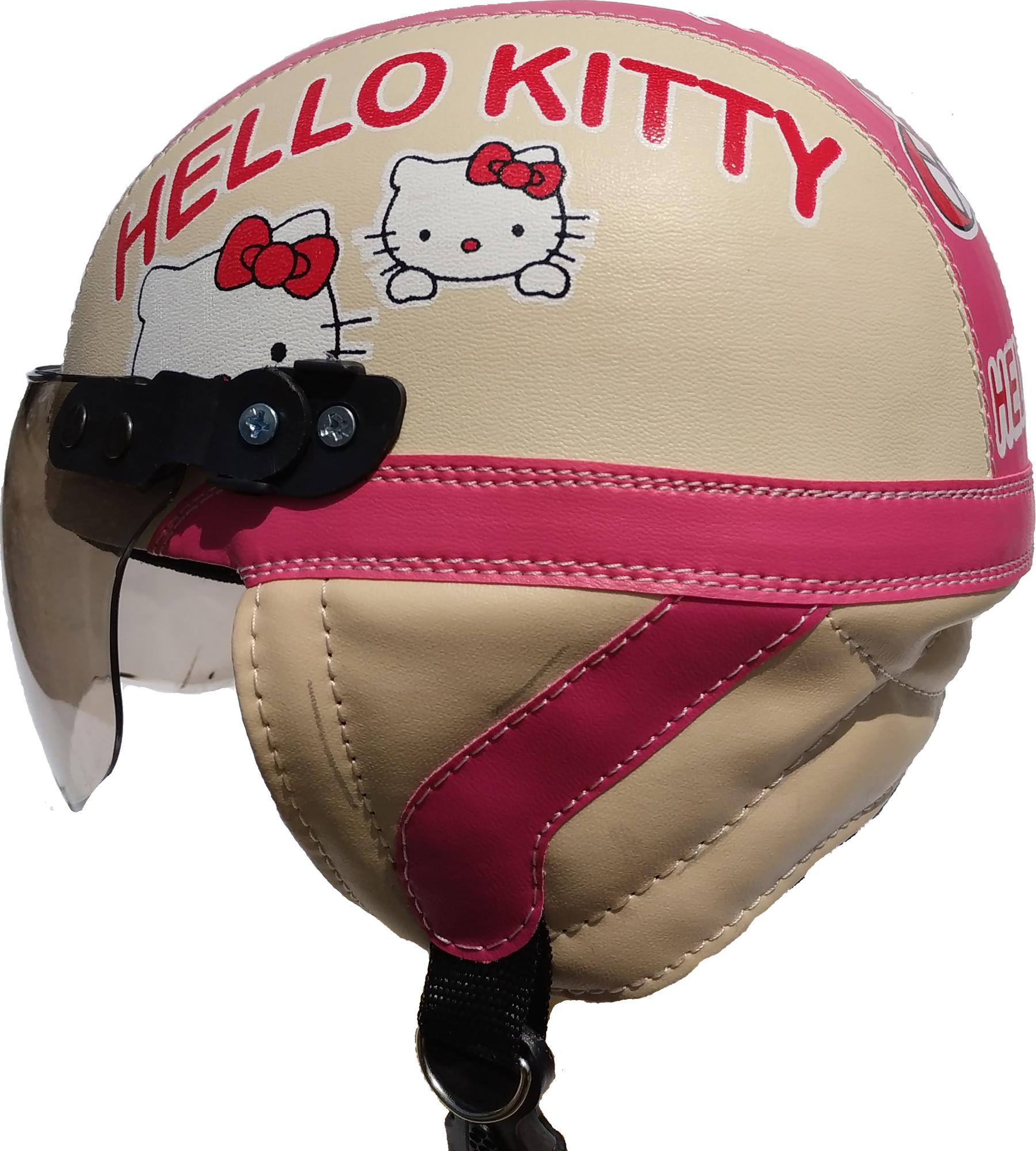Broico Helm Anak anak broco retro kaca riben lucu usia 1 sampai 4 tahun Motif Hello Kitty - Pink/Cream