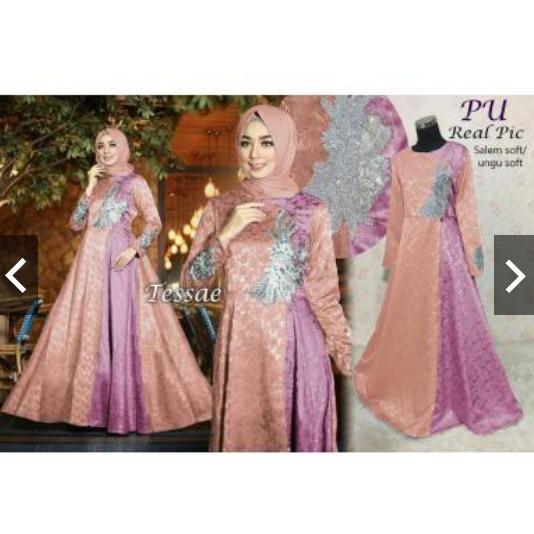TotallyGreatShop Gamis Pesta Premium Bordir Mewah (Real Pic) - Baju Kondangan Muslimah - Abaya Premium - Kebaya Modern - Fashion Busana Muslimah Impor ihtessae