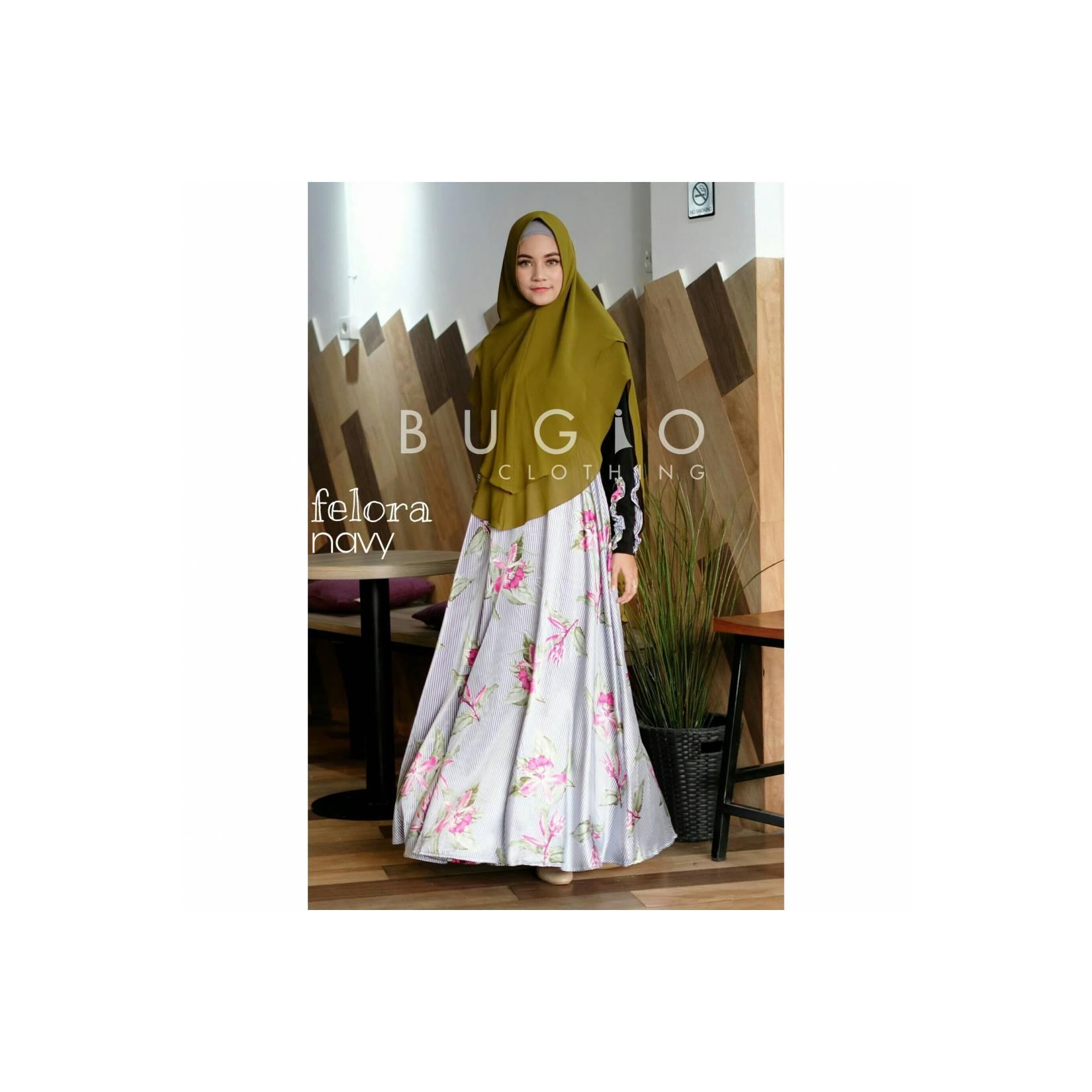 Dress set khimar syari bugio felora -Navy