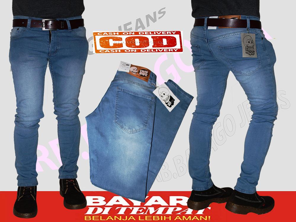 Celana jeans skinny / slimfit / pensil pria bahan soft jeans
