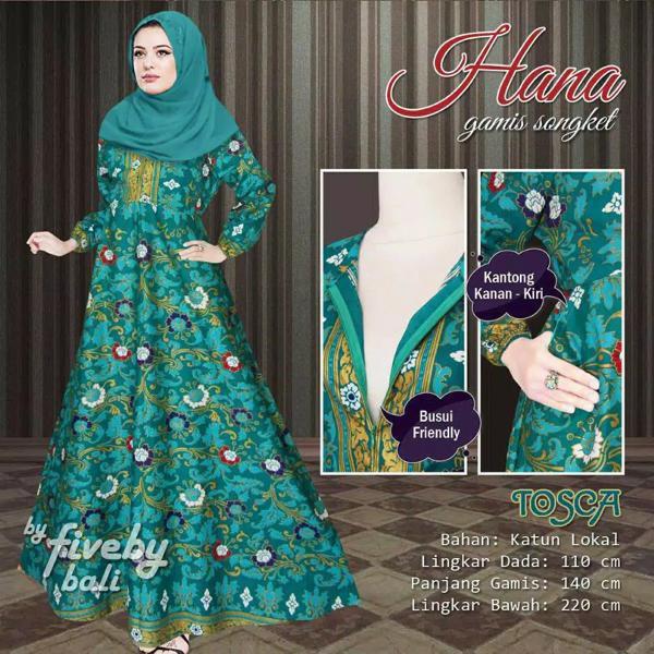 Promo Hari Ini Gamis Motif Bali Songket Hana Katun Lokal Untuk Lebaran