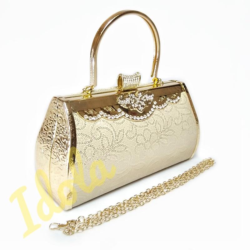IdolaBags - Tas Pesta Wanita Clutch Hand Bags Import Farnell Ori murah Bahan Glossy Manik size Besar lebar