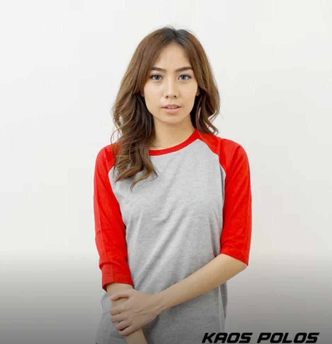 Luvfashion - KAOS RAGLAN POLOS Warna ABU MERAH Sz XS - XXL