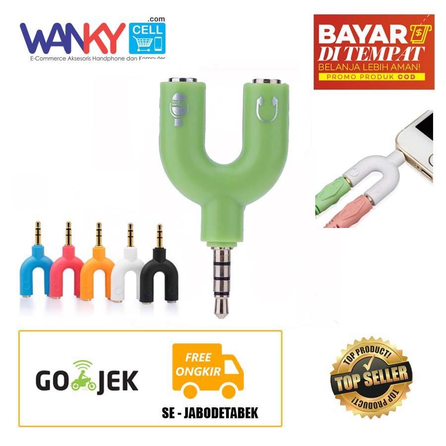 Splitter U Audio 2in1 Male to Dual Female 3.5mm For Smartphone/Tablet/Laptop - Hijau