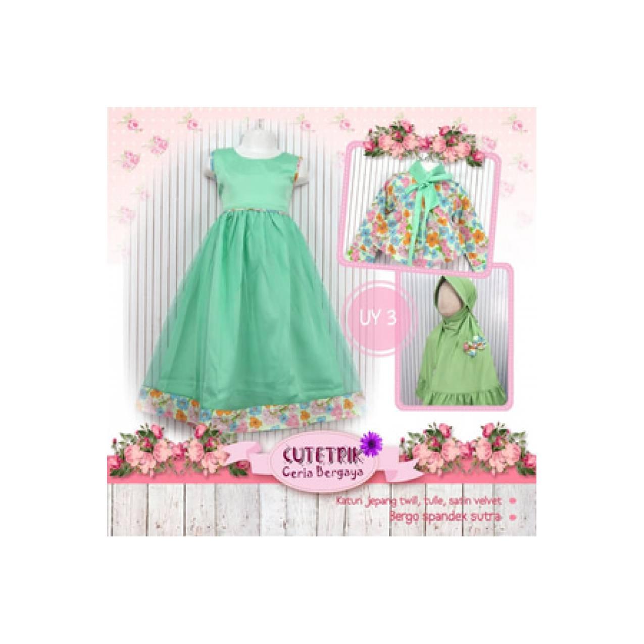 Gamis Anak Tutu Plus Bolero Cutetrik UY 3 usia 8 tahun TOP Hijau