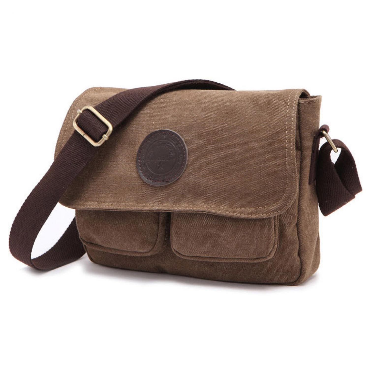 Dxyizu Tas Selempang Pria Canvas Men Vintage Shoulder Messenger Travel Bag