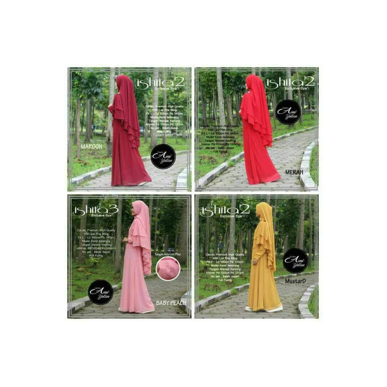 baru ishita syari setelan gamis ceruti busui elegan polos
