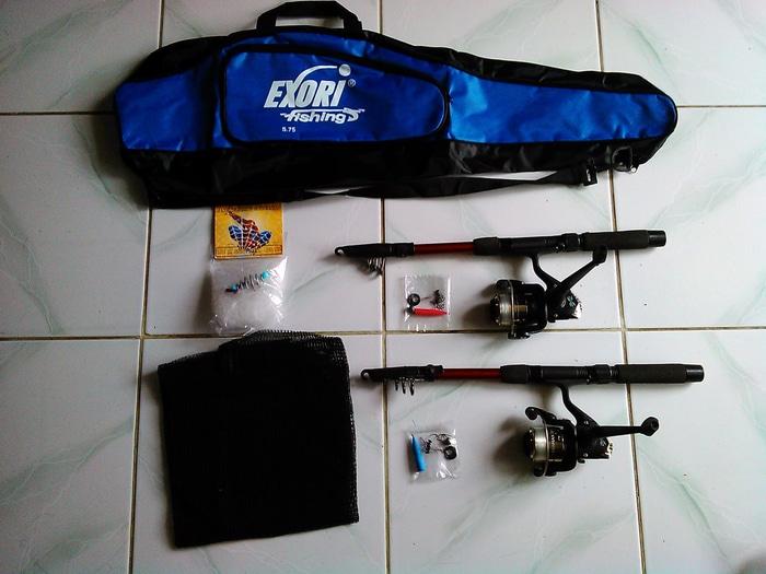 paket Pancing 2in1 + jaring Pancing + koja tempat ikan