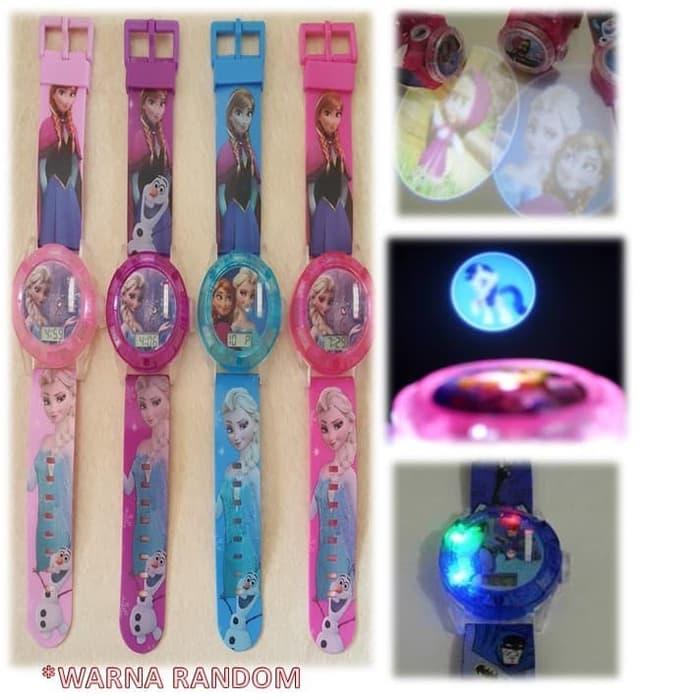 PALING LARIS JAM TANGAN ANAK MURAH KARAKTER PROYEKTOR LASER LAMPU SUARA FROZEN