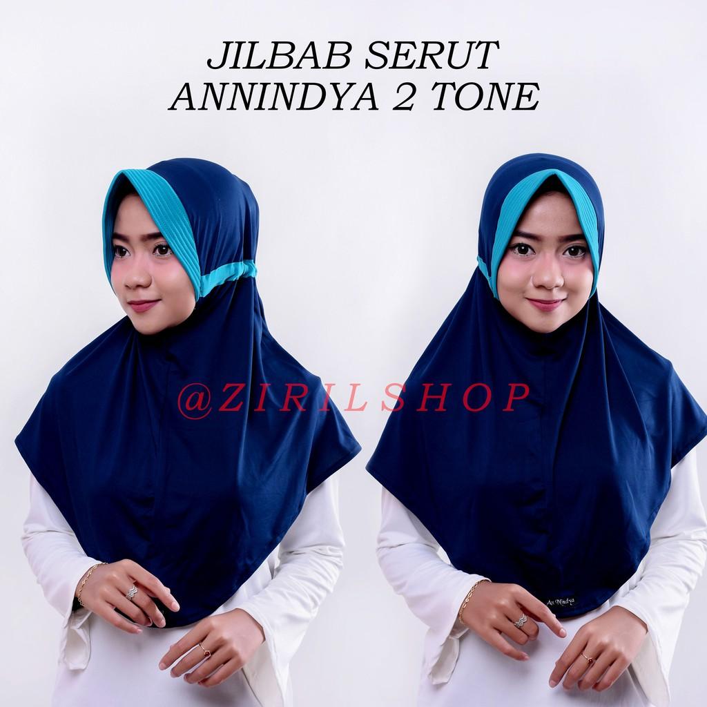 Jilbab Serut ANNINDYA KOMBINASI 2 TONE bhn JERSEY Zoya 2tone two tone 2 warna hijab daily instan (MUSTARD-COKSU)