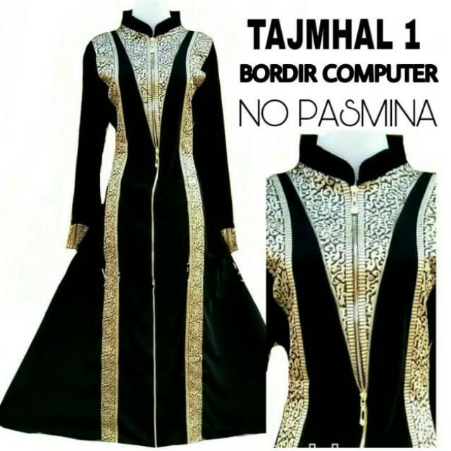 Abaya Gamis Jubah Maxi Dress Arab Ziper Tajmahal Saudi Baju Umroh Turkey Syari Wanita Elegan Simpel (M)