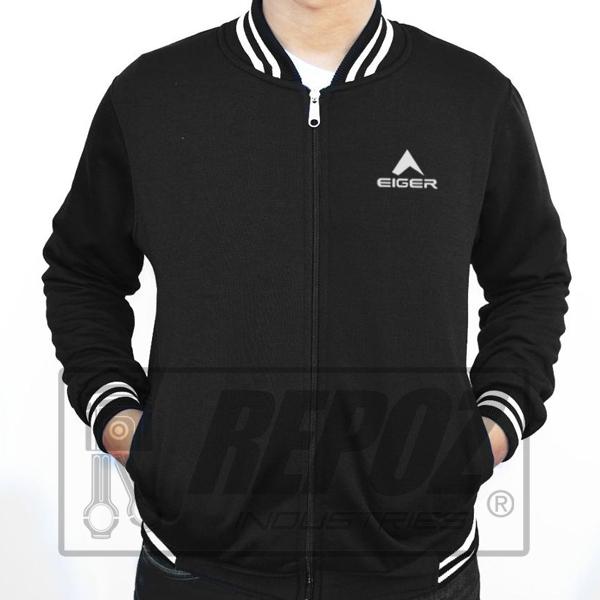 jaket varsity hitam eiger terbaru