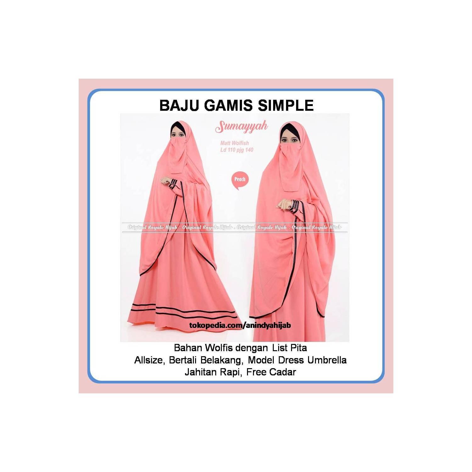 Baju Gamis Simple Sumayyah Syari - Merah Salem, XL