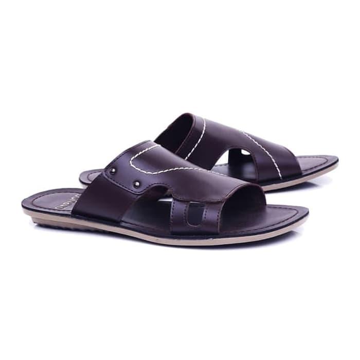 Sandal laki-laki/sandal pria sandal kulit premium Sandal Pria Casual Formal Sandal Slop Cowok keluaran terbaru model terbaru kualitas bagus harga murah warna hitam