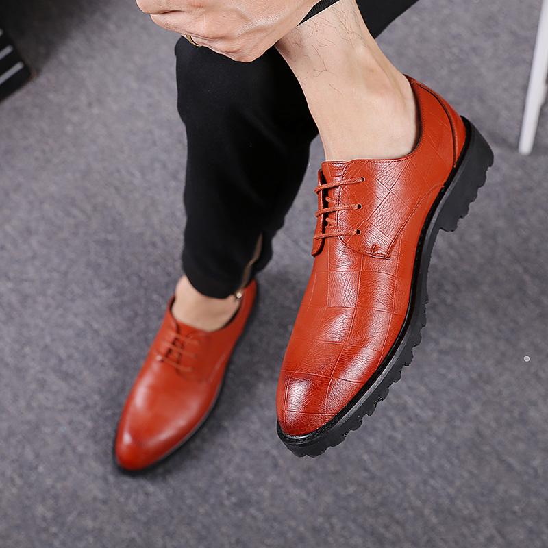 Inggris Sepatu Golden Goose Bisnis Formal Menunjuk Sepatu Pria Sepatu Kulit Pria (92302 Warna Merah Bata Ayat Biasa)