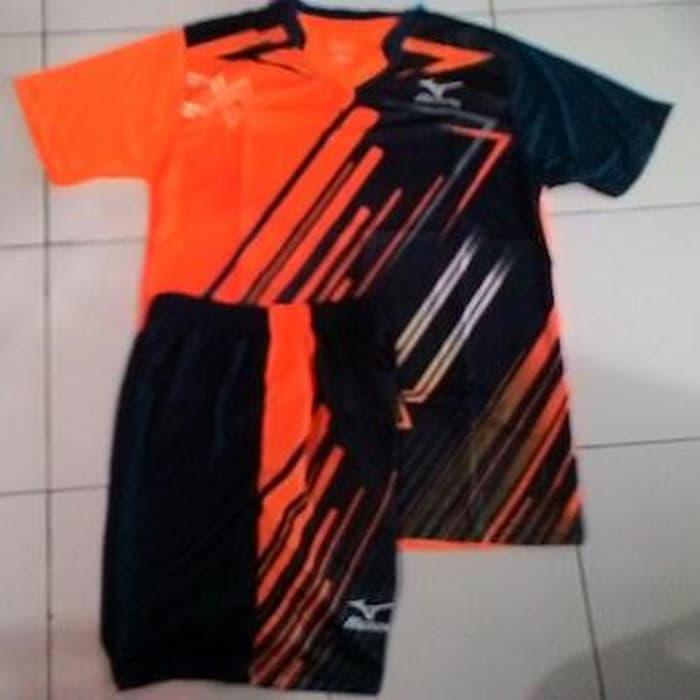 HARGA SPESIAL!!! Setelan baju Voli Volley Murah Mizuno Printing Orange Hitam - WtTDUp