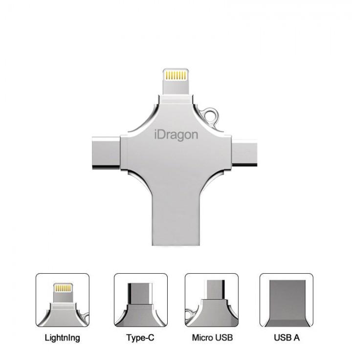 32Gb 4 In 1 Flash Drive Metal Micro USB Fat32 Exfat Murah