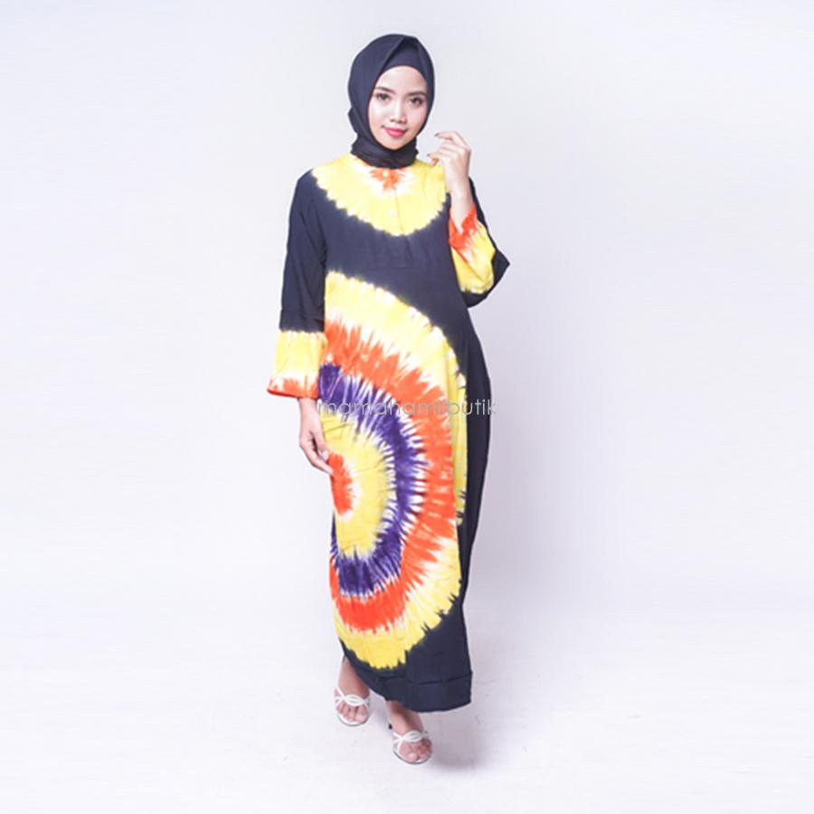 Ning Ayu Baju Gamis Muslim Motif Pelangi Hitam - GMS 253 / Baju Menyusui Keren / Baju Menyusui Murah / Baju Menyusui Modis / Baju Menyusui Terbaru / Baju Menyusui tanah abang / Baju Menyusui Modis Dan Murah
