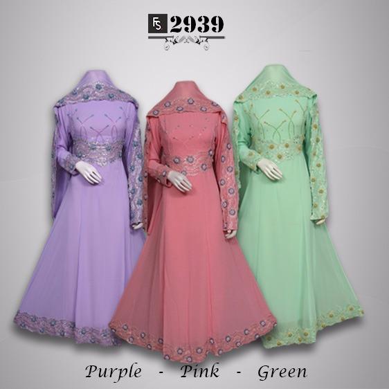 Toko Kirana Surabaya Gamis maxi dress baju gaun pesta busana muslim Ceruty Angelina Pashmina 939