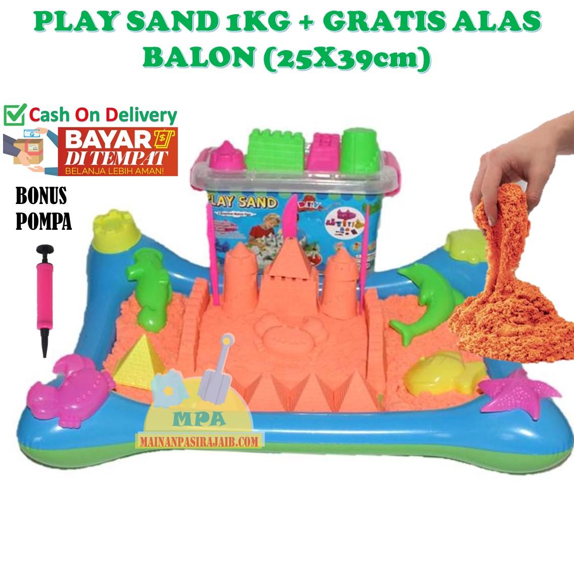 Mainan Edukatif Pasir Ajaib Kinetik Sand Model Sand PLAY SAND 1kg BONUS Alas Kecil dan Pompa