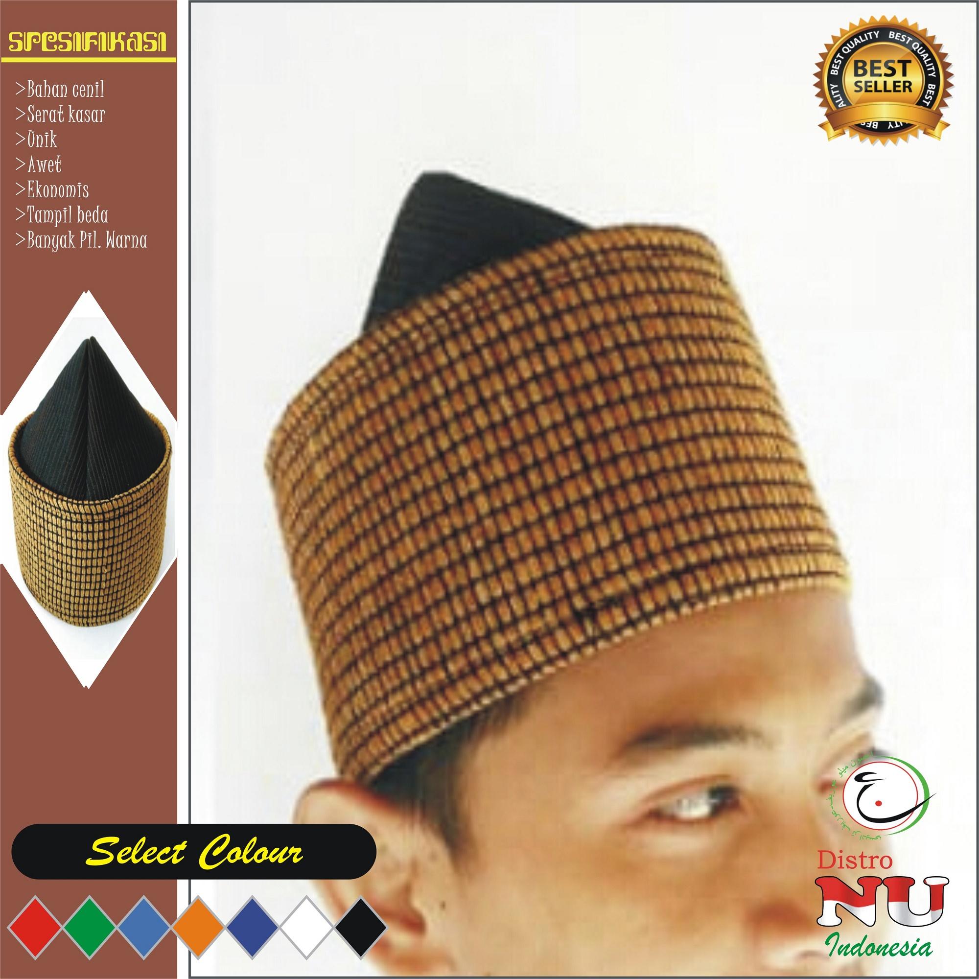 PECI SUFI CENIL ATAS RUNCING (KUNING-ATASNYA HITAM) TINGGI 10/11/12 CM / peci maiyah / nu peci hadroh atlas / sarung / gamis / baju muslim koko / jas / daster / dasi / songkok hitam / wadimor / gajah duduk / boneka bulu gantungan kunci kemeja / jaket