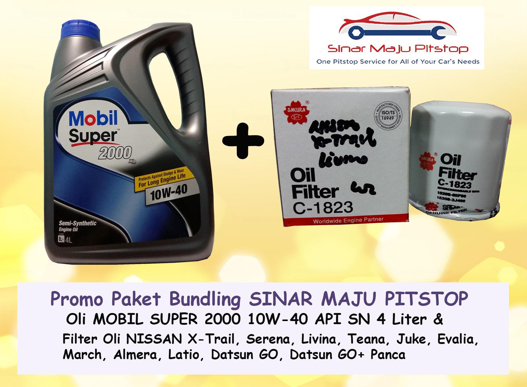 Promo Paket Bundling Oli MOBIL SUPER 2000 10W-40 API SN 4 LITER & Filter Oli NISSAN JUKE & NISSAN GRAND LIVINA ORIGINAL